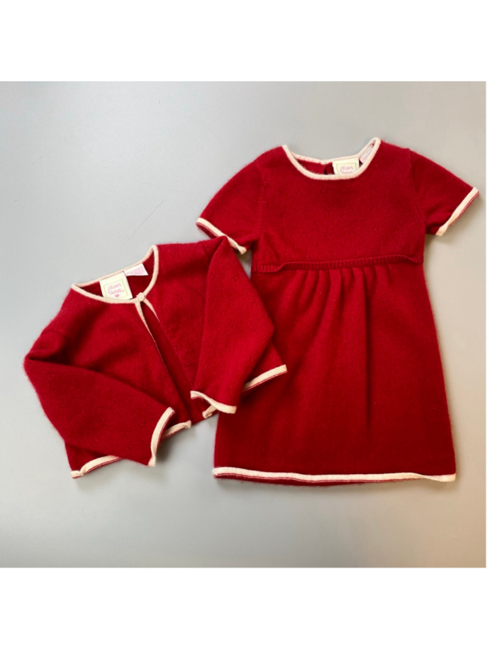 Baby Cashmere Jillians Closet Red White Dress & Cardigan Set 12 Months Christmas